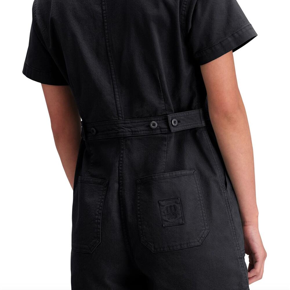Topo Designs Sustainably Made Dirt Short Coverall Romper in Black, Size Small - Picture 6 of 12